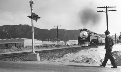 View of the Lockheed Corporation aircraft plant in Burbank