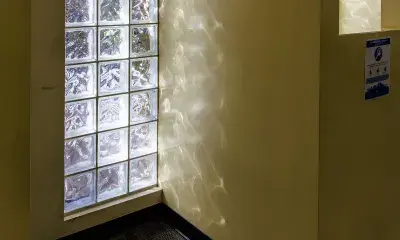 Digital print of window at Baldwin Hills Branch Library