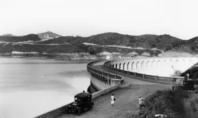 View of Mulholland Dam and Hollywood Reservoir, 1928.