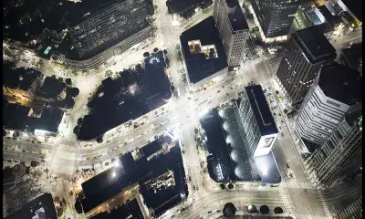 aerial view of Los Angeles at night