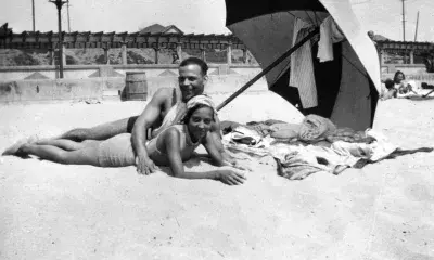 "Couple at Santa Monica beach" 1930