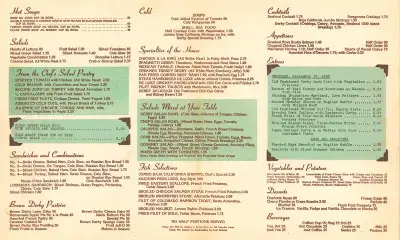 Historic menu from the Brown Derby
