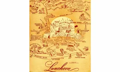 historic menu with map of LA 