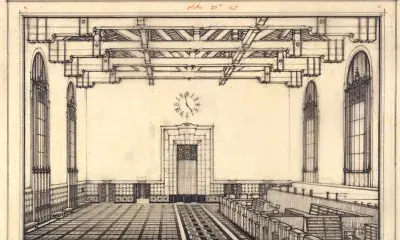 Drawing of Union Station Main Concourse Section, March 6, 1938. Edward Warren Hoak. 