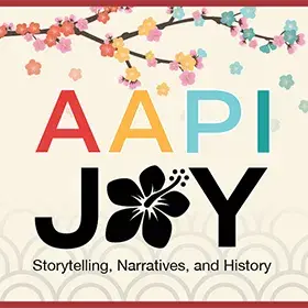 AAPI Joy logp. Illustrated cherry blossoms.