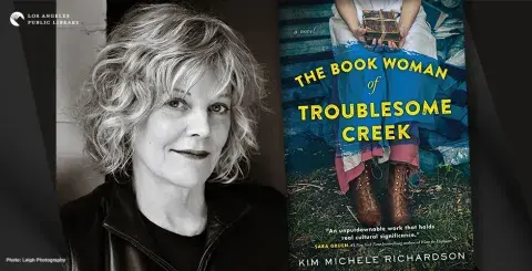 Kim Michele Richardson and her book jacket 