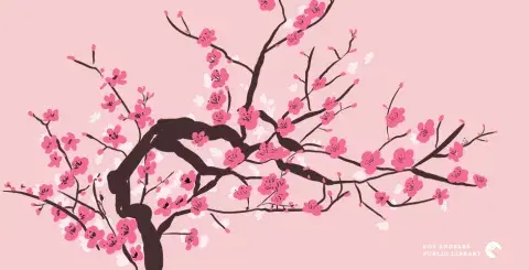 Graphic of blooming cherry blossom tree