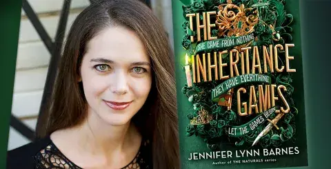 Author Jennifer Lynn Barnes and her latest book, The Inheritance Games