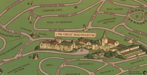 close up view of Forest Lawn Cemetery