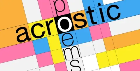 Colorful graphic of ccrostic poems words