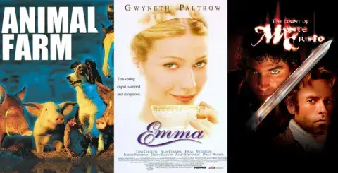 Collage of films adapted from classic books