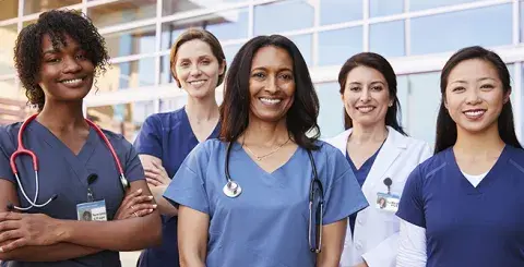 Group of medical profession heroes