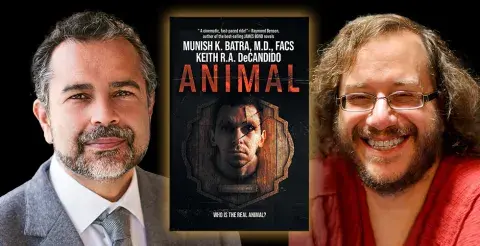 Dr. Batra and Keith R.A. DeCandido and their first novel, Animal