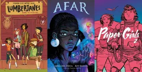 3 comic book covers featuring women