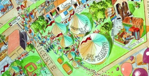 Map: West Hollywood: the Community in Action, Community Business Promotions, 1993