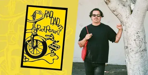 Zine author, Tomas Moniz and his zine, Rad Dad