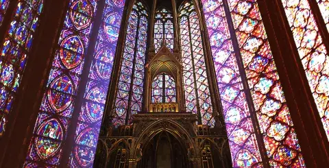 Inside of a medieval church, close-up of a church sanctuary