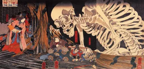 Takiyasha the Witch and the Skeleton Spectre, Utagawa Kuniyoshi, 1800s, woodblock print on paper 