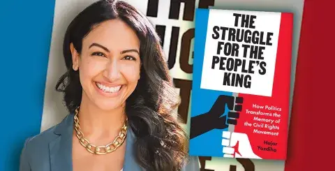 Author Hajar Yazdiha and her book, The Struggle for the People’s King