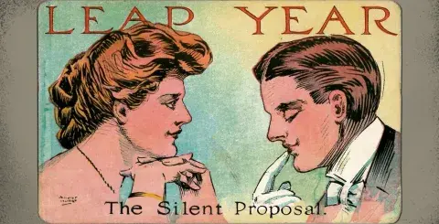 1908 Leap Year The Silent Proposal artist August Hutaf Vintage Postcard
