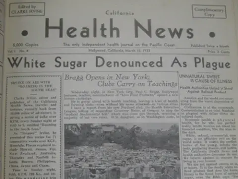 Magazine cover with headlines, White Sugar Denounced As Plague, Bragg Opens in New York: Clubs Carry On Teachings
