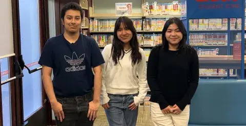 three teens at the library