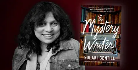 Author Jacqueline Holland and her latest novel, The Mystery Writer