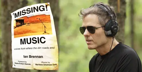 Music producer Ian Brennan with Missing Music cover art