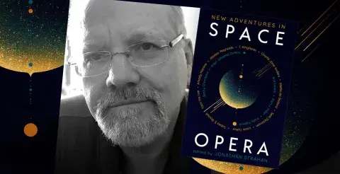 Author Jonathan Strahan and his latest anthology, New Adventures in Space Opera