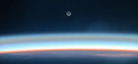 view of the moon as seen from the space station 