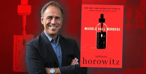 Author Anthony Horowitz and his latest book, Marble Hall Murders