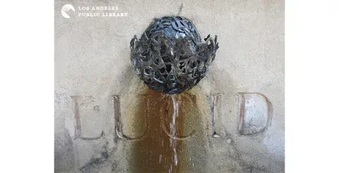  The Cheltenham Alphabet Spout, designed by Jud Fine, which graces LUCID, the middle of three ponds in Spine.