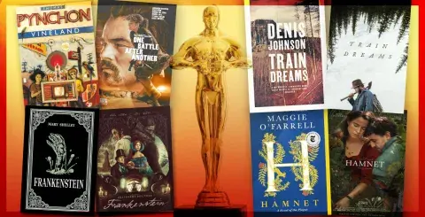 Collage of Oscar nominated films and their adapted books
