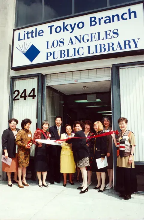 A ribbon cutting ceremony for the Little Tokyo Branch Library.