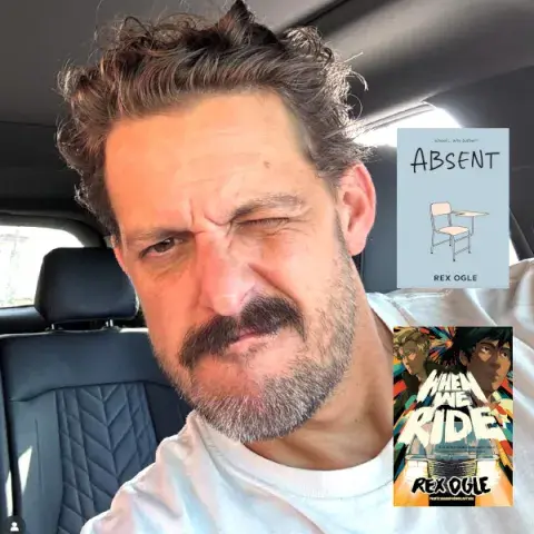 Rex Ogle and the cover of his two books