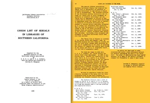 The Union List of Serials in Libraries of Southern California [1939] 