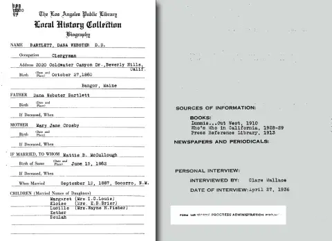 Library biography card