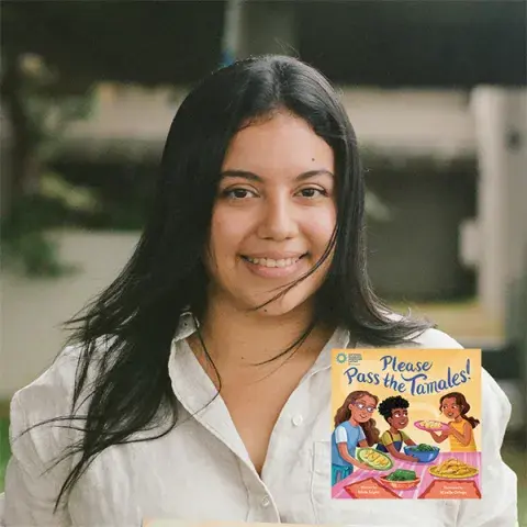 Mirelle Ortega and the cover of "Please Pass the Tamales."