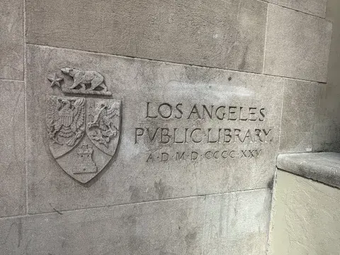 Central Library cornerstone as it appears today