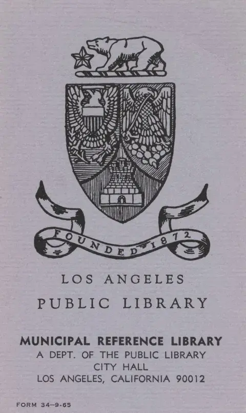 Bookplate of the Municipal Reference Library