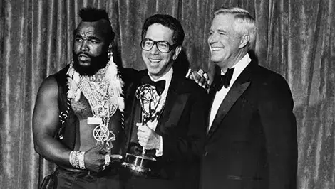 John Erman presented Emmy by A-Team members