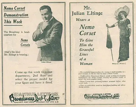 vintage advertisements featured in the program for The Fascinating Widow 