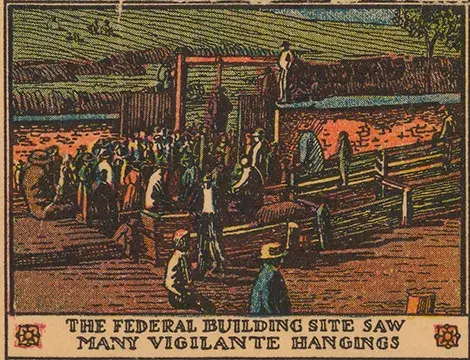 Border illustration of site of lynchings during Chinese massacre of 1871