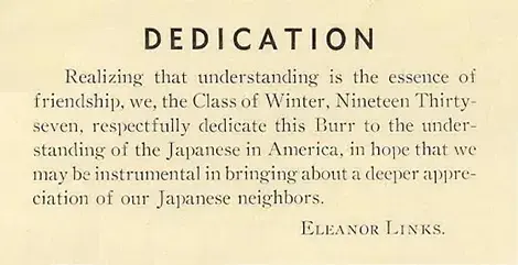 close up of yearbook dedication page