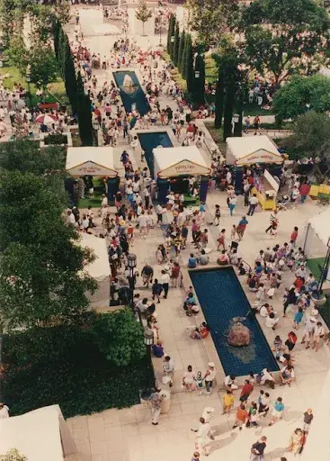 Aerial view of the Maguire Gardens on opening day.