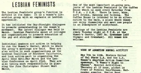 Lesbian feminists newspaper article