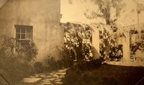 Path through the patio garden at Hollywood Branch Library 