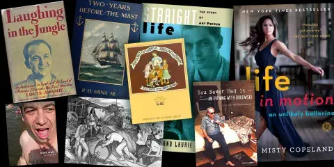 Collage of book covers representing San Pedro natives