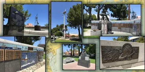 Memorials along Harbor Blvd in San Pedro, within walking distance of the Maritime Museum.