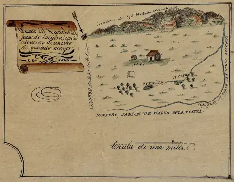 Diseno, or Mexican land grant map, of Rancho La Cienega